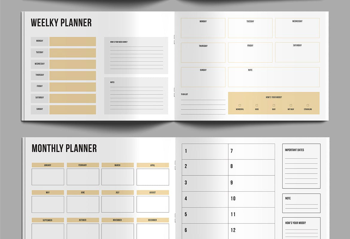 journal planner planning magazine calendar calendar design template InDesign daily planner planner design