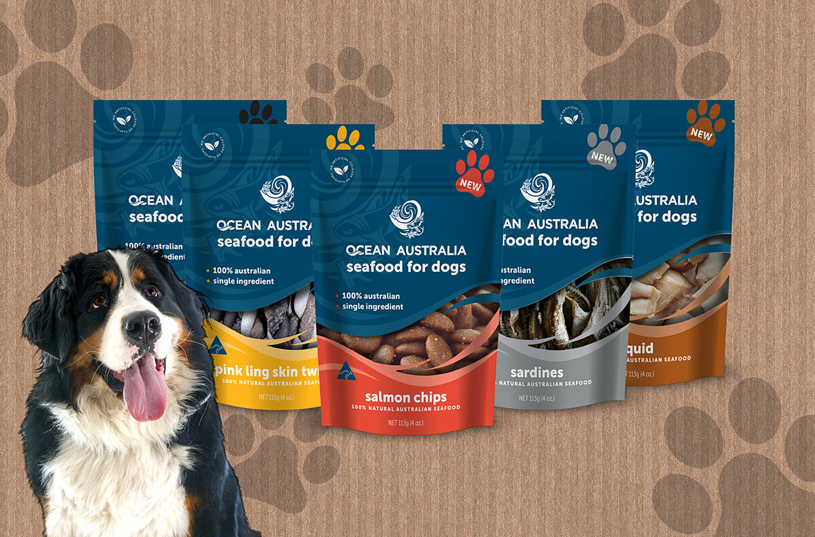 dog food pet food Pet Treats pouch packaging design Melbourne Melbourne Design Packaging bag design Seafood Packaging