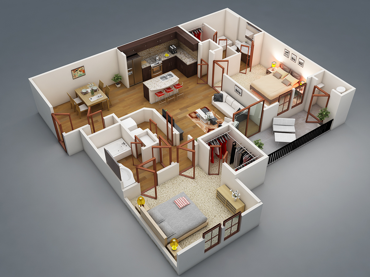 3d floor plan. black&white floor plan. 3d illustration, sketch, • wall  stickers staircase, cross section, garage | myloview.com