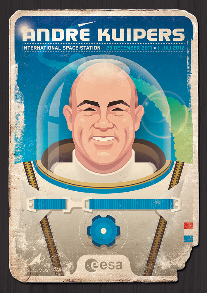Adobe Portfolio André Kuipers  dannes wegman  ISS  space  astronaut  kosmonaut  Trading Card  Illustration  graphic design stylised  portrait