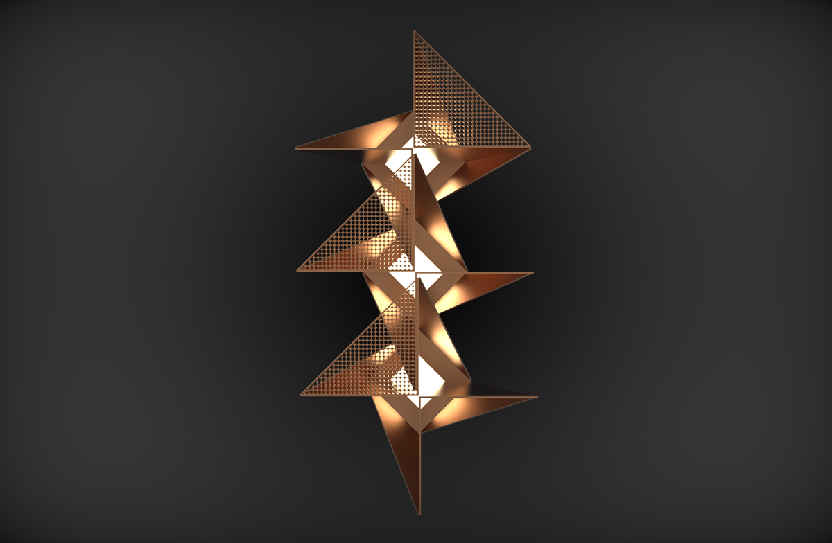 pendant lamp Lamp lighting Fixture copper pendant geometric origami  furniture Interior decorative