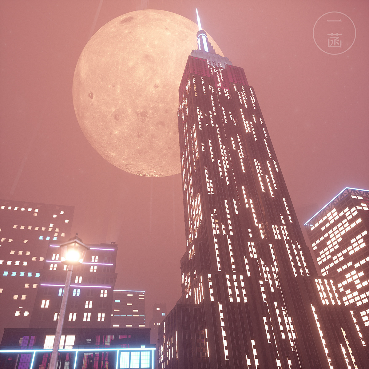 new york city buildings Nightlife loneliness rendering 3dart lighting city Urban midnight