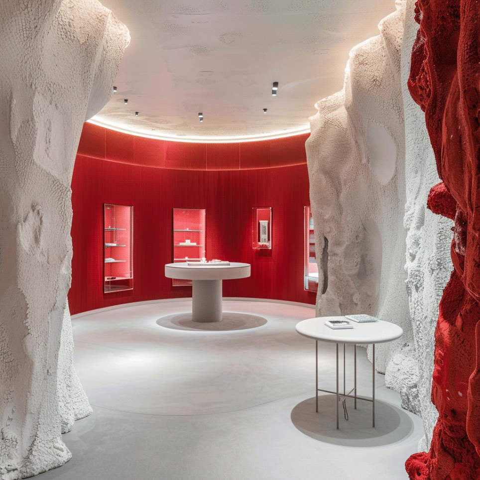 art direction  3D Retail design Concept store Cartier Popup midjourney Creative Direction  daniel arsham luxury