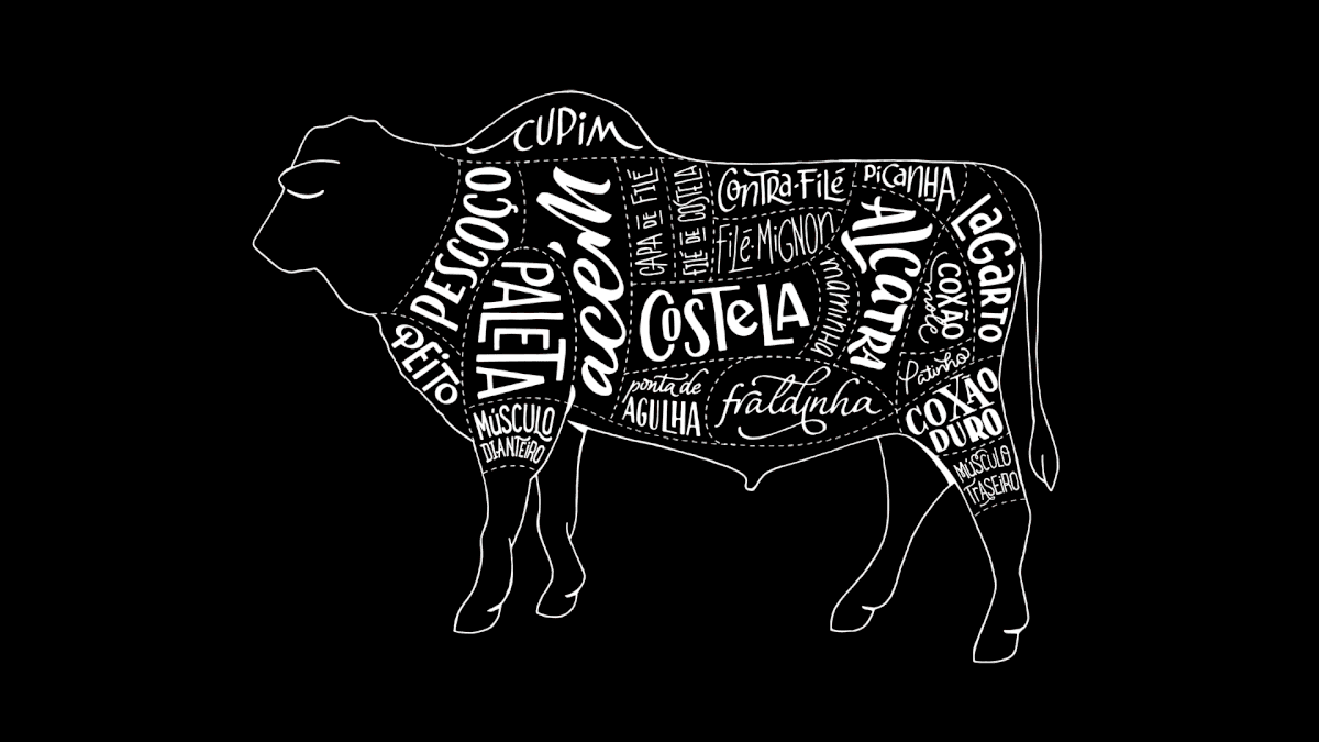 animal bull butcher chicken Grocery lettering pork mambo