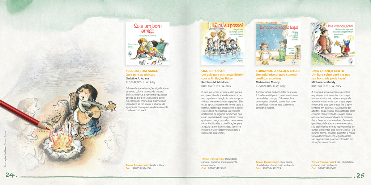 editorial design catalogo infantil infantojuvenil kids aquarela Ilustração