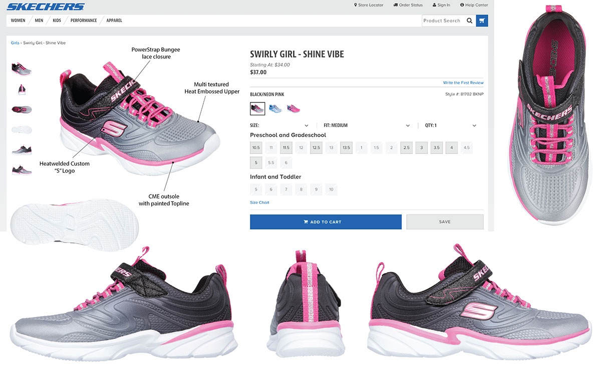 footwear kids Skechers site brand shoe colorways black pink velcro girls misses Active memoryfoam comfort
