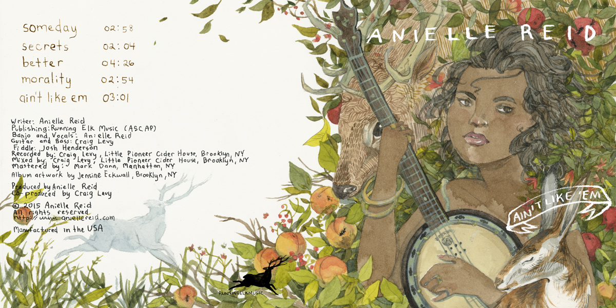album art watercolor Banjo folk music folk singer anielle reid elk rabbit