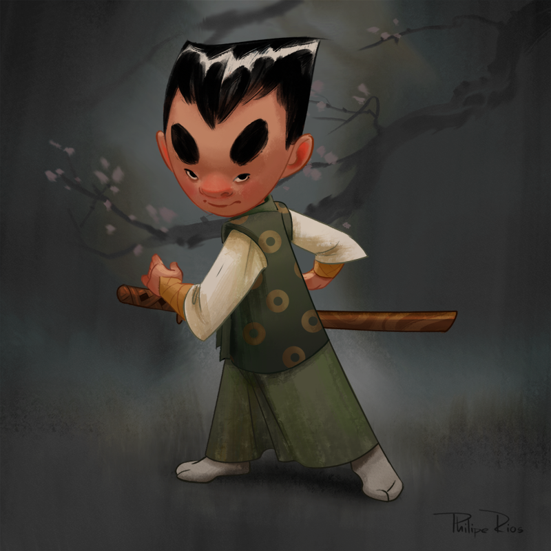 samurai japan cartoon Character Sword katana Character design  Visual Development Digital Art 