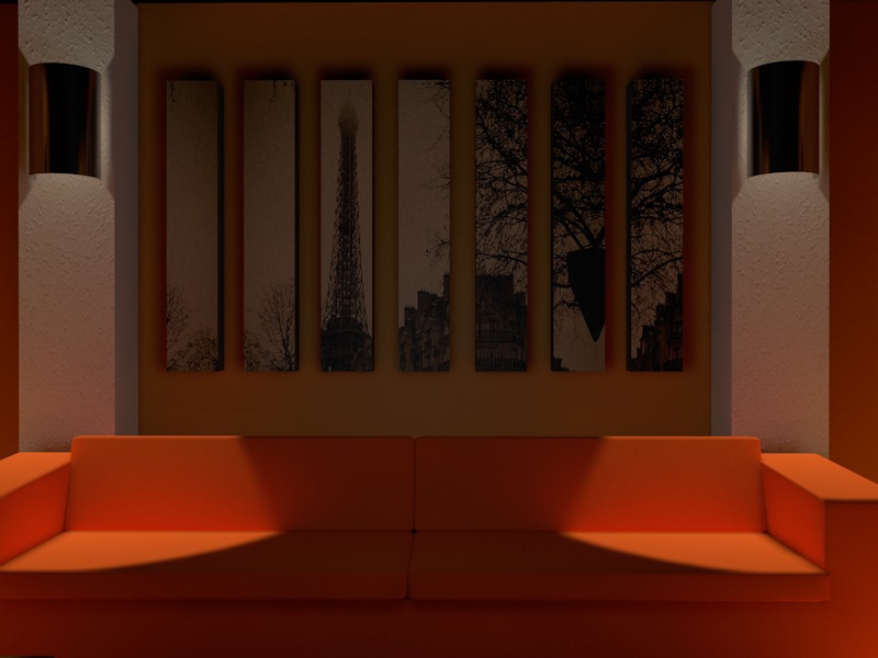 sofa frame 3D cinema4d c4d Render room dark orange