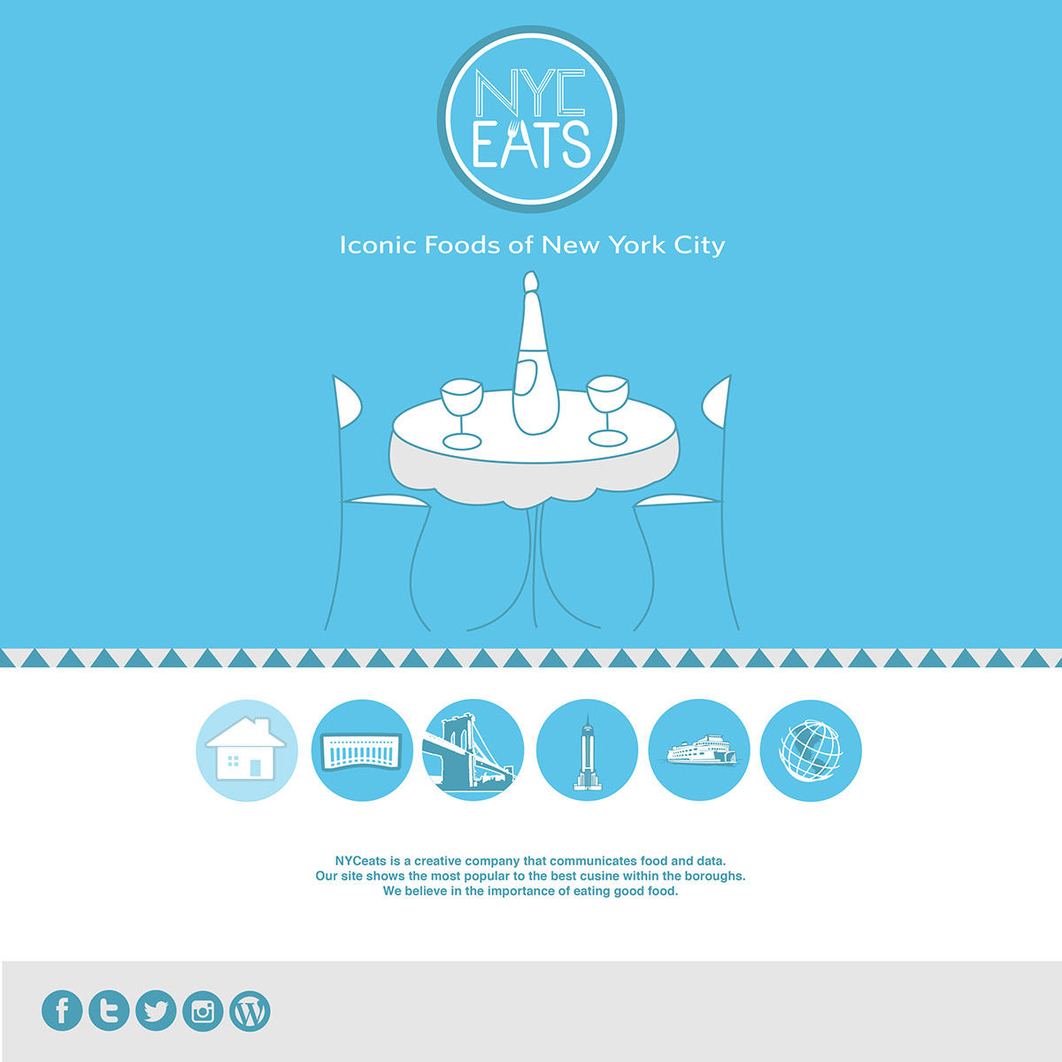 Webdesign nyc eat Food  blue college dope Website Style simple infographics information design Icon ux