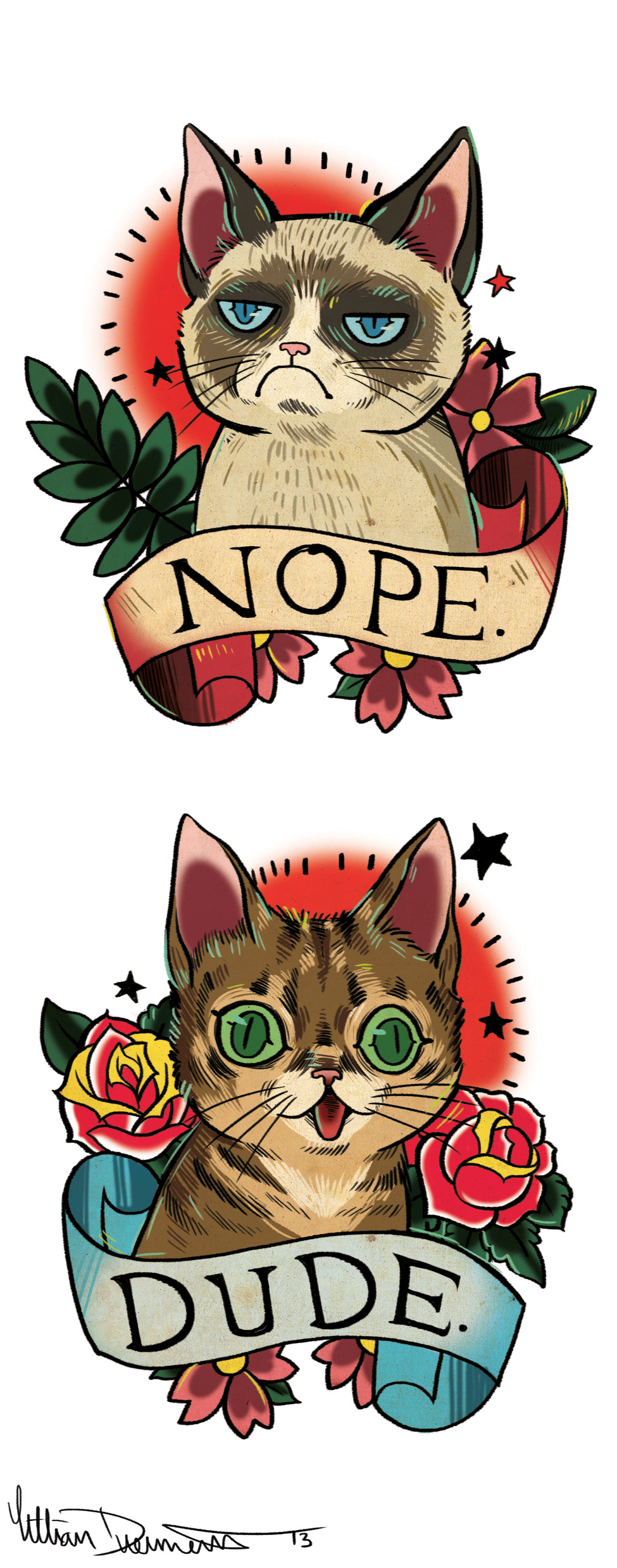 tattoos Lil Bub grumpy cat cats dude nope Roses