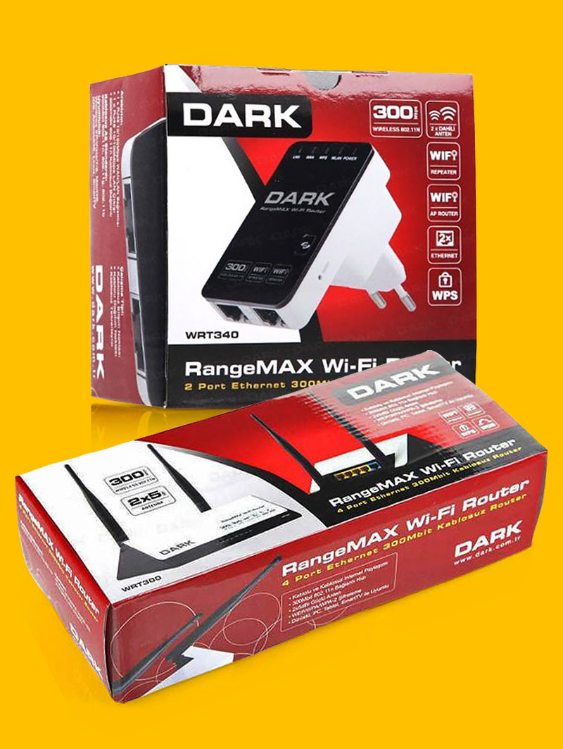 packaging design Dark RangeMAX WiFi Router 