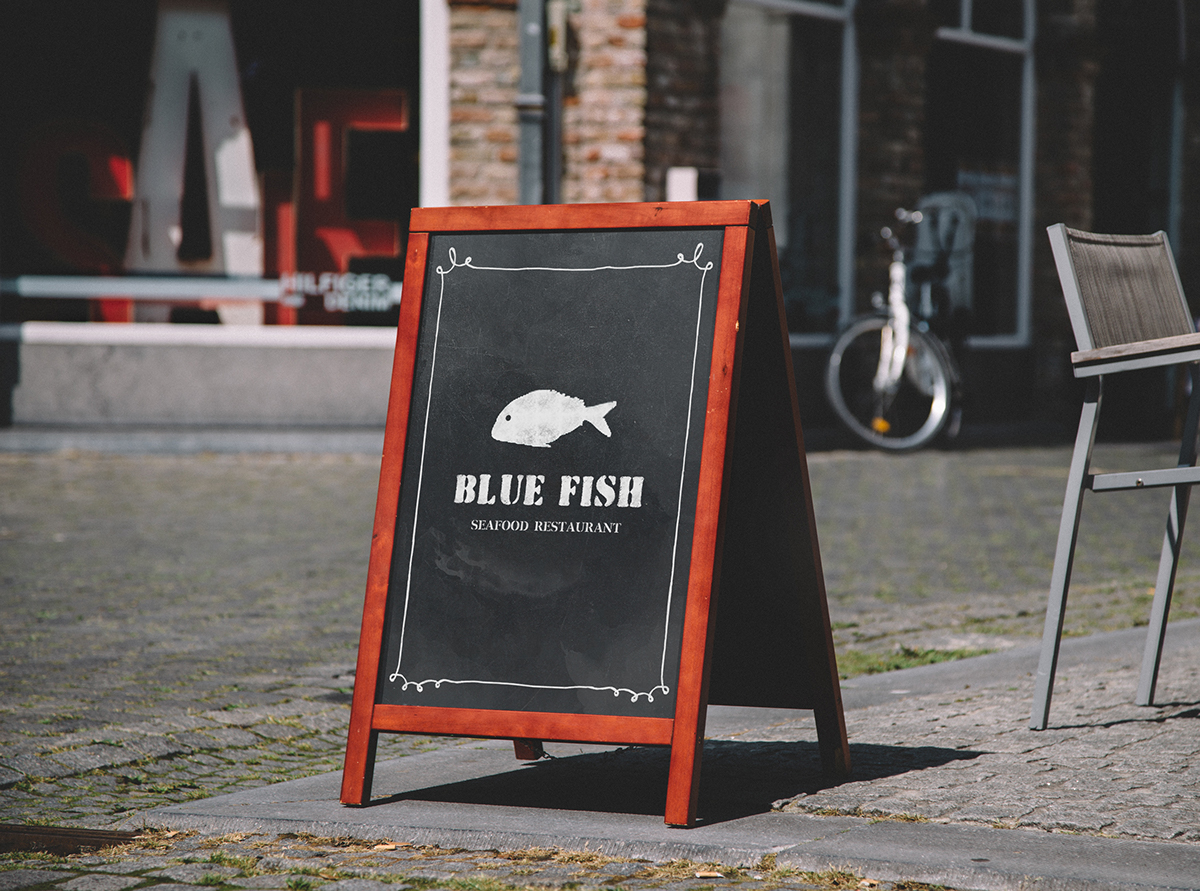 restaurant menu fish brand seafood sea Food  blue fresh