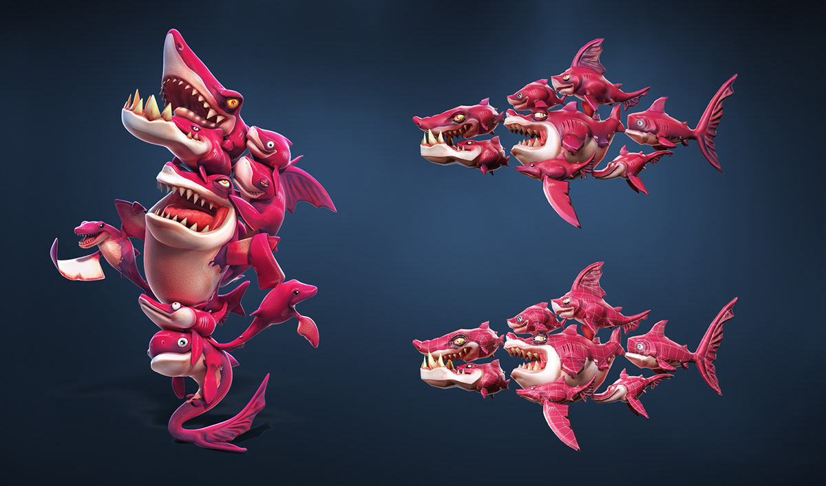 Zbrush blender3d shark fish Dinosaur monster mutant Game Art Hungry Shark zbrush sculpt