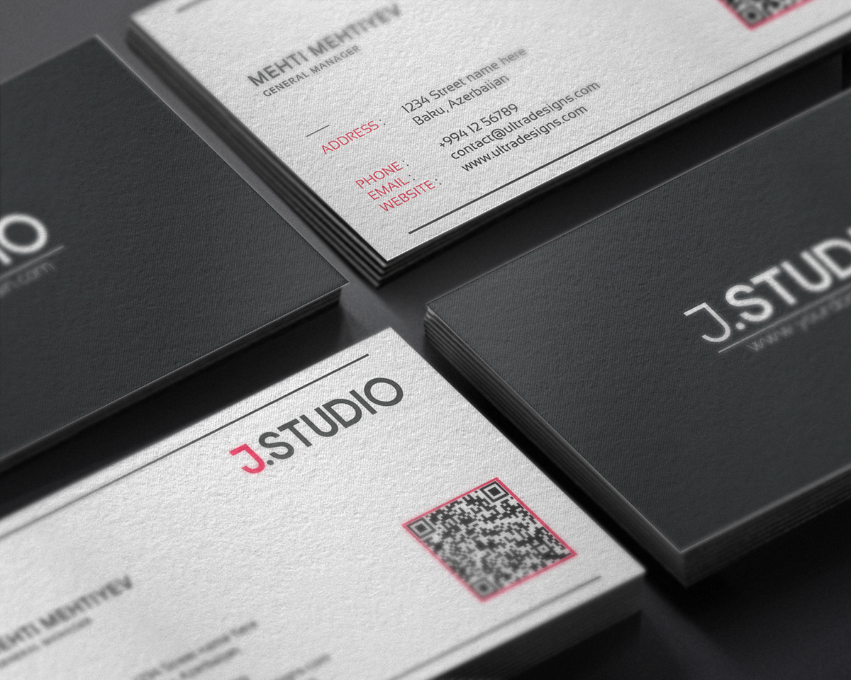 business card design clean simple print template typo cool nice great red black elegant Stationery
