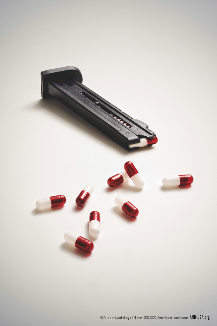 Gun pills Bullet Health medicine ad fda printad poster