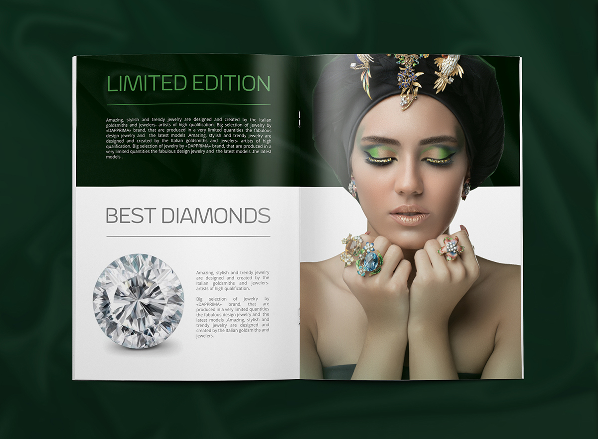 jewelry brochure free magazine Mockup psd clean modern fasion modeing flyer fresh print