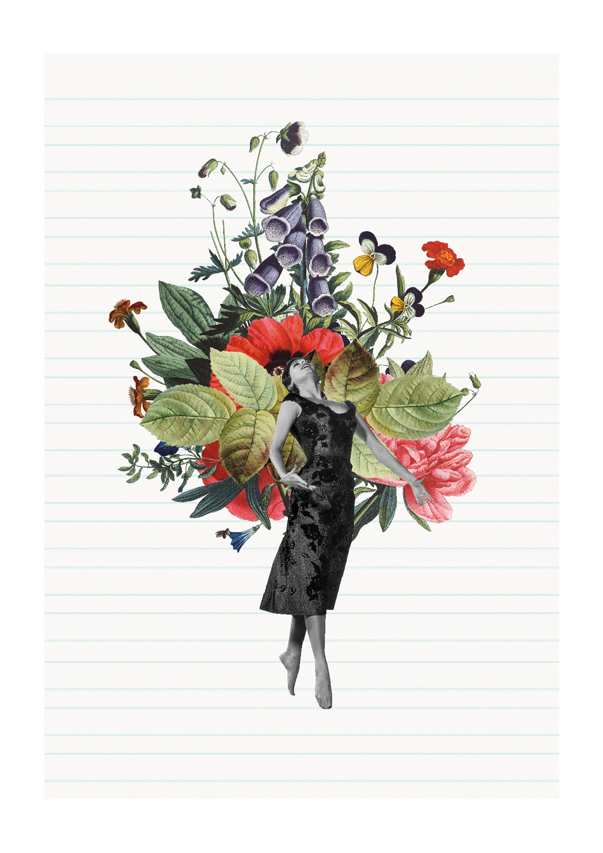collage mixed media surrealism Collageart floral Flowers Flores Crecer bloom growing