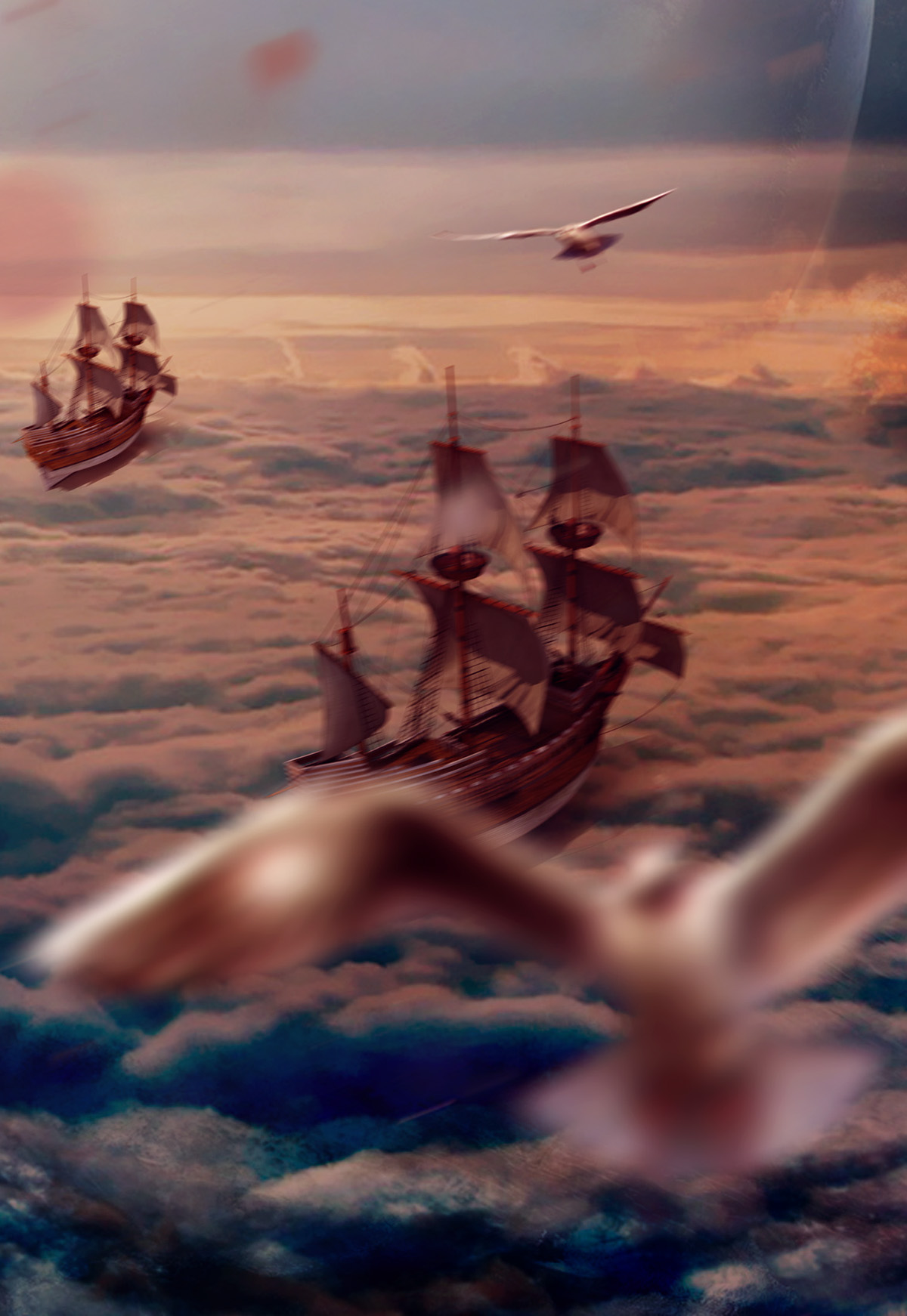 design poster War ships photoshop SKY birds