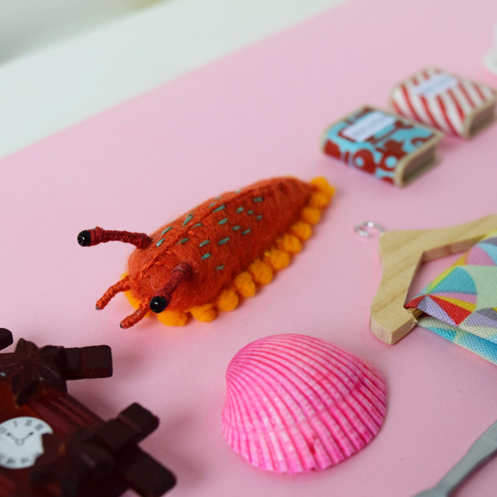 Adobe Portfolio craft art Miniature collage handmade toy hine mizushima Exhibition  Show playful2016 print octopus pink cooking
