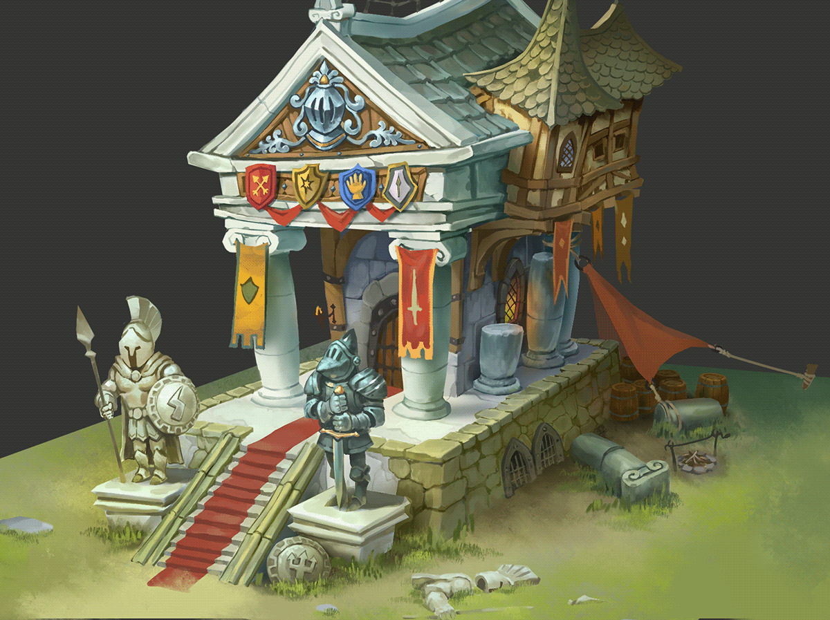 Game Art concept art knight stronghold fantasy gamedesign Greece props game building