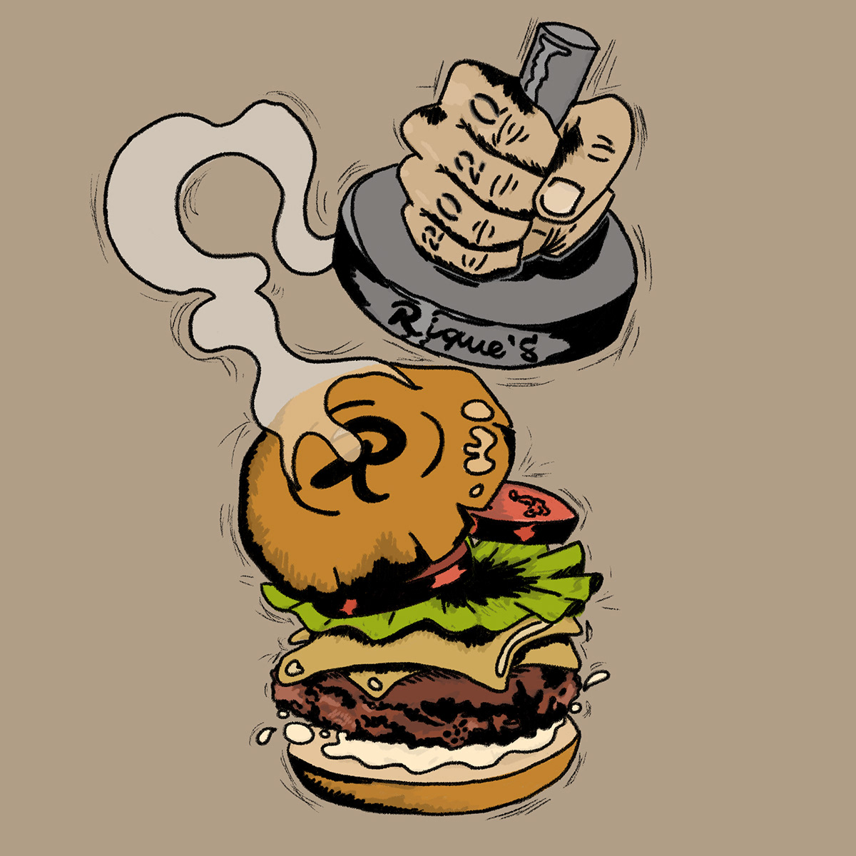 arte digital burger Ilustração Logotipo