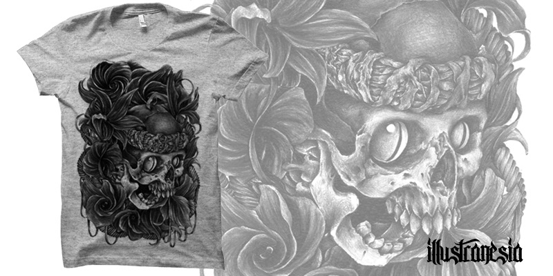 skull pencil artwork illustranesia black and grey indonesia sketch art