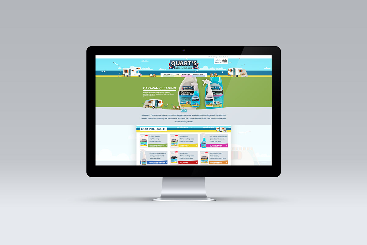 quarts caravan motorhome cleaning Website design Interface interaction Colourful 