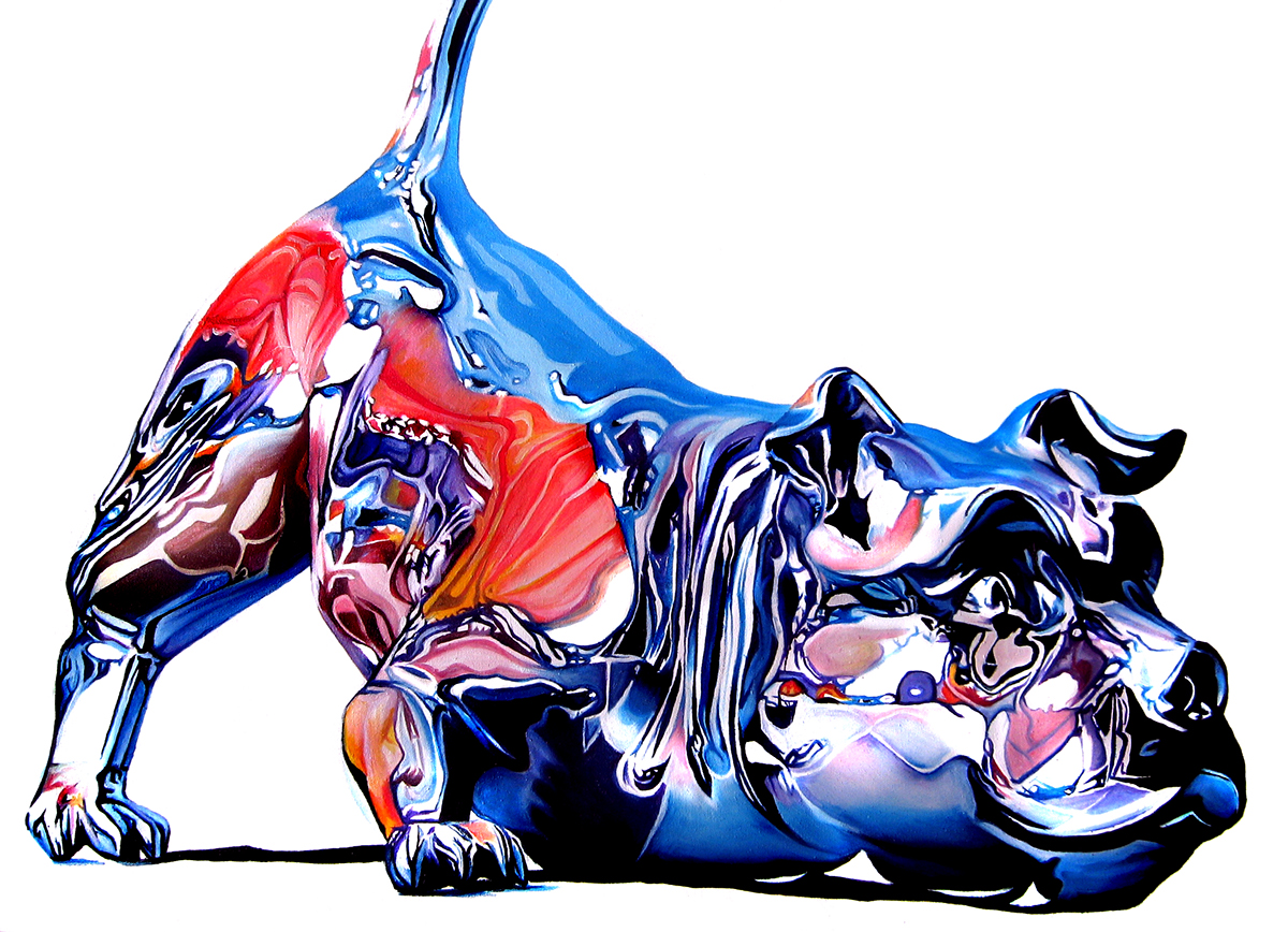 painter dog silver hyperrealism photorealism poland art warsaw Oli ilustration canvas michael lenny