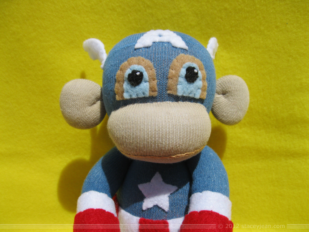 sock monkey  captain america  handmade plush toy