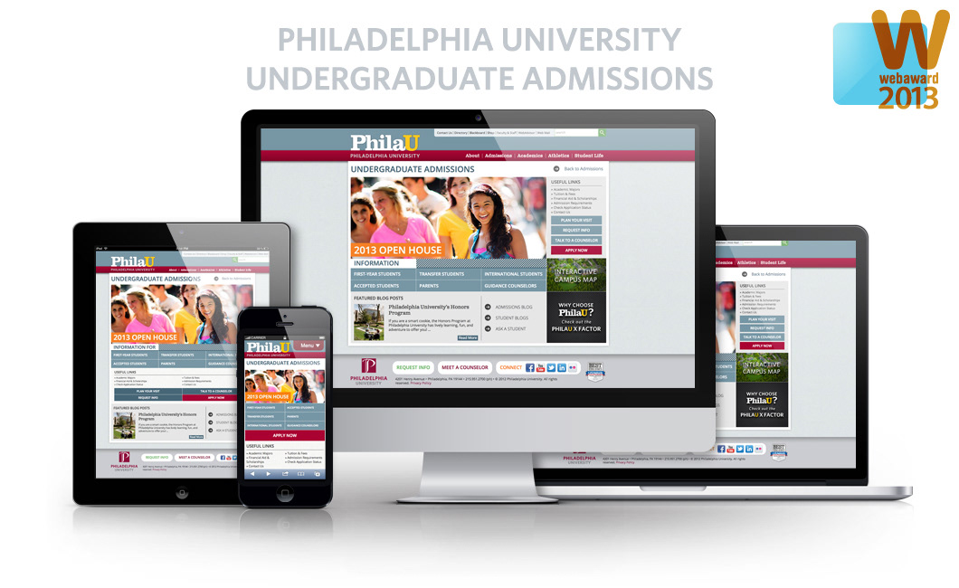 philadelphia university PhilaU Responsive Responsive web design Admissions undergradute redesign