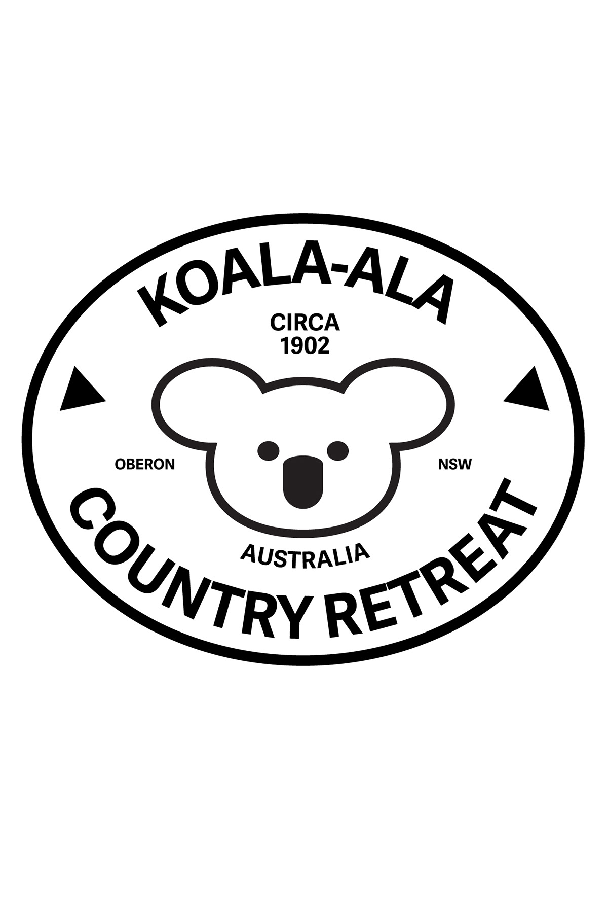 Image of koala in bad with type on a path.