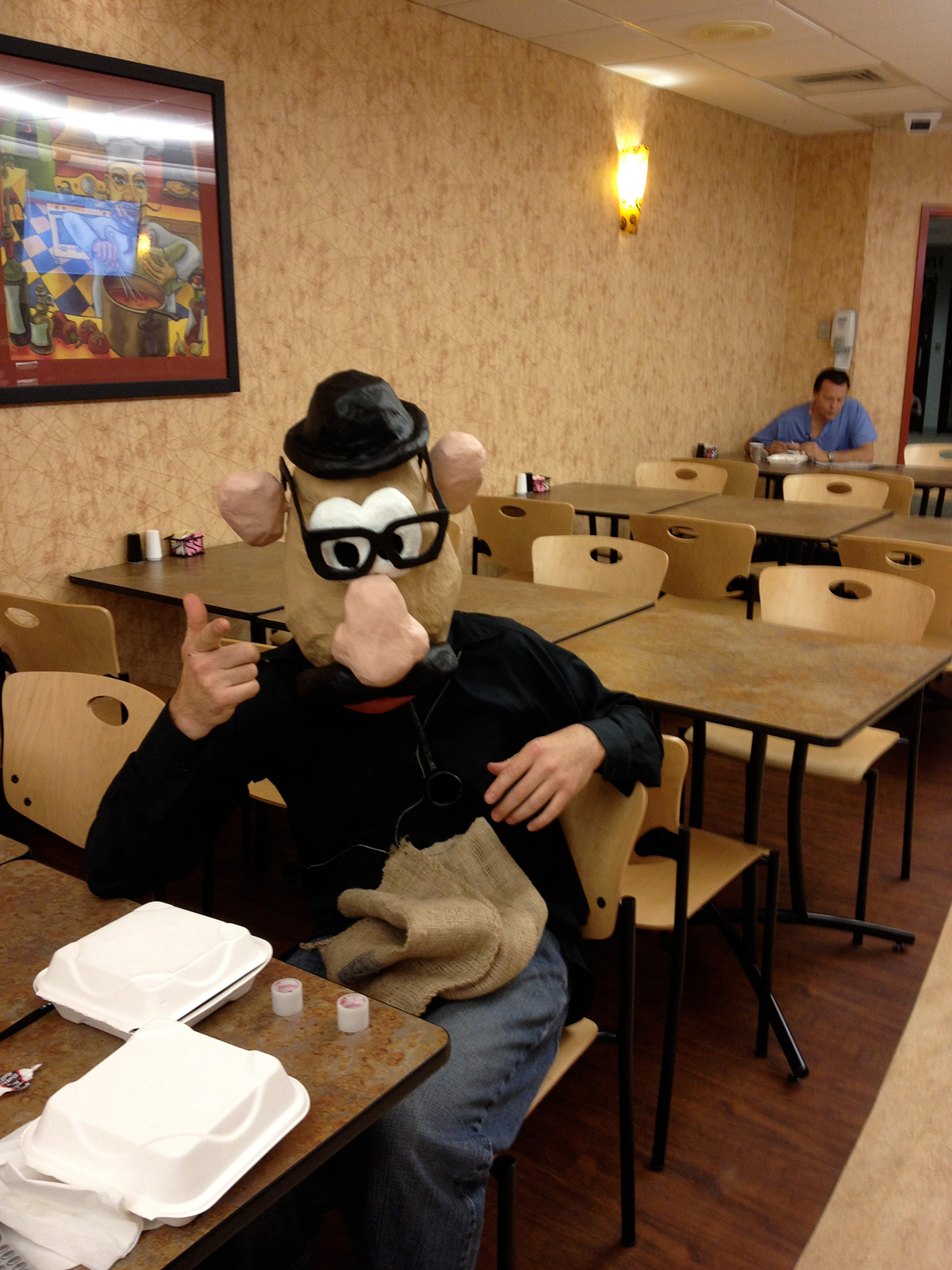 paper art mache scupture mask Halloween costume potato head