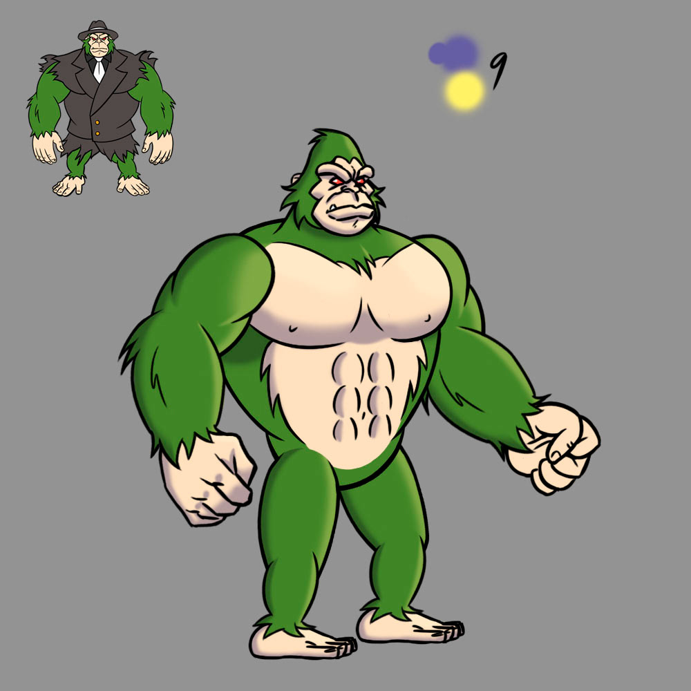 digital art Character design concept ape guns mutant green cartoon