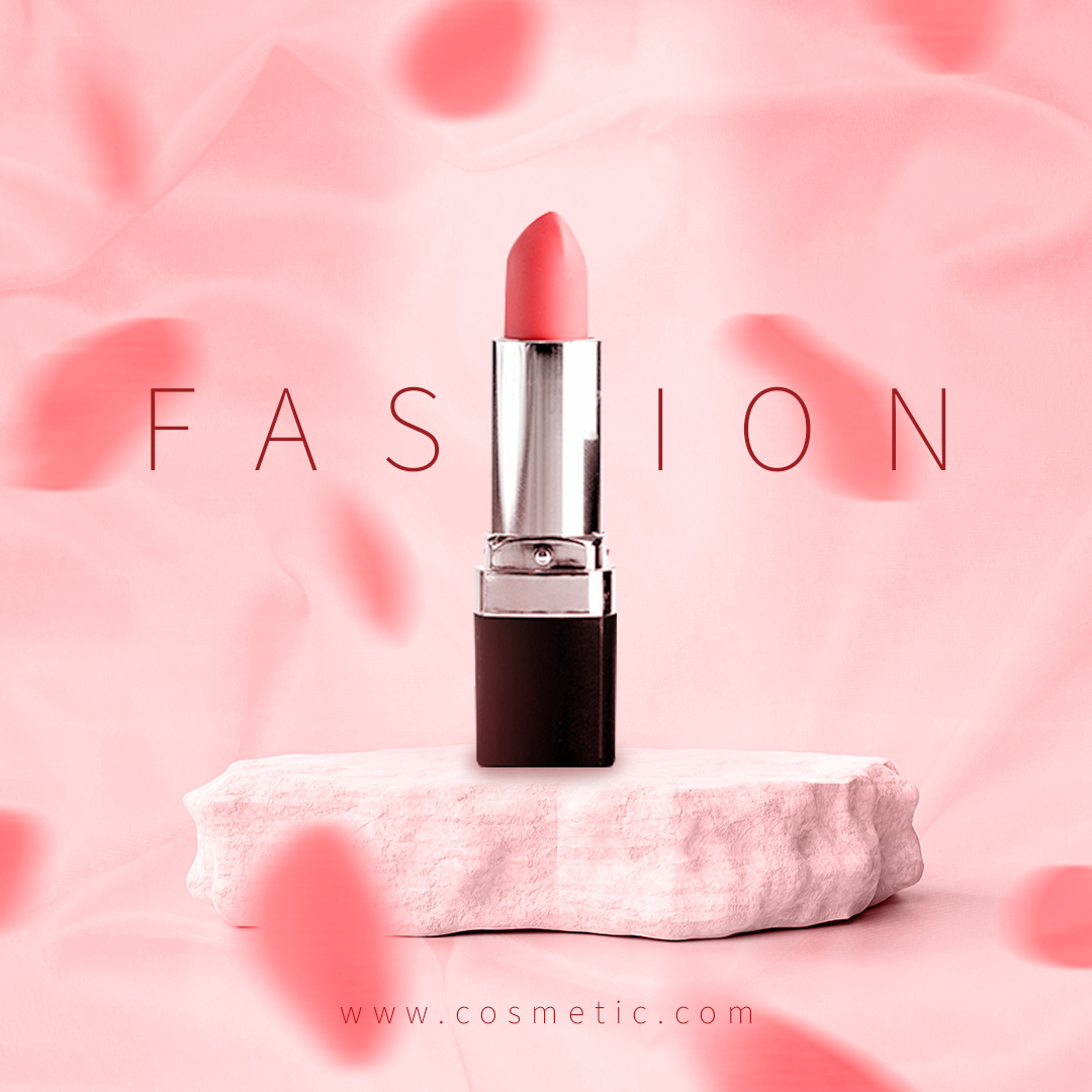 banner banner design beauty Fashion  lipstick pink red Social media post Socialmedia White