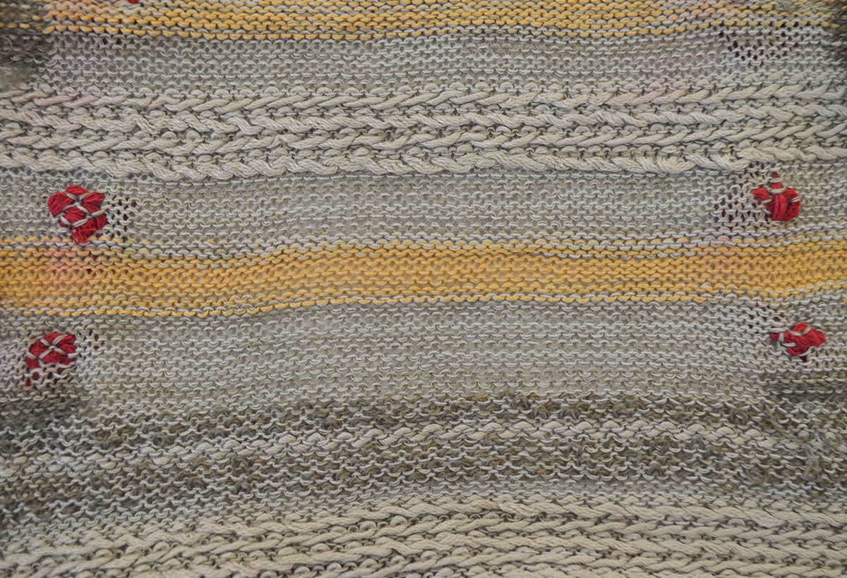 single bed machine knitting stripes