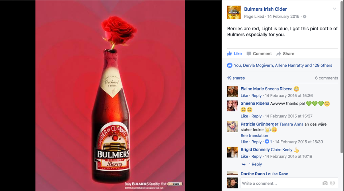 social media Alcohol advertising cider Bulmers Irish Cider Bulmers Advertising 