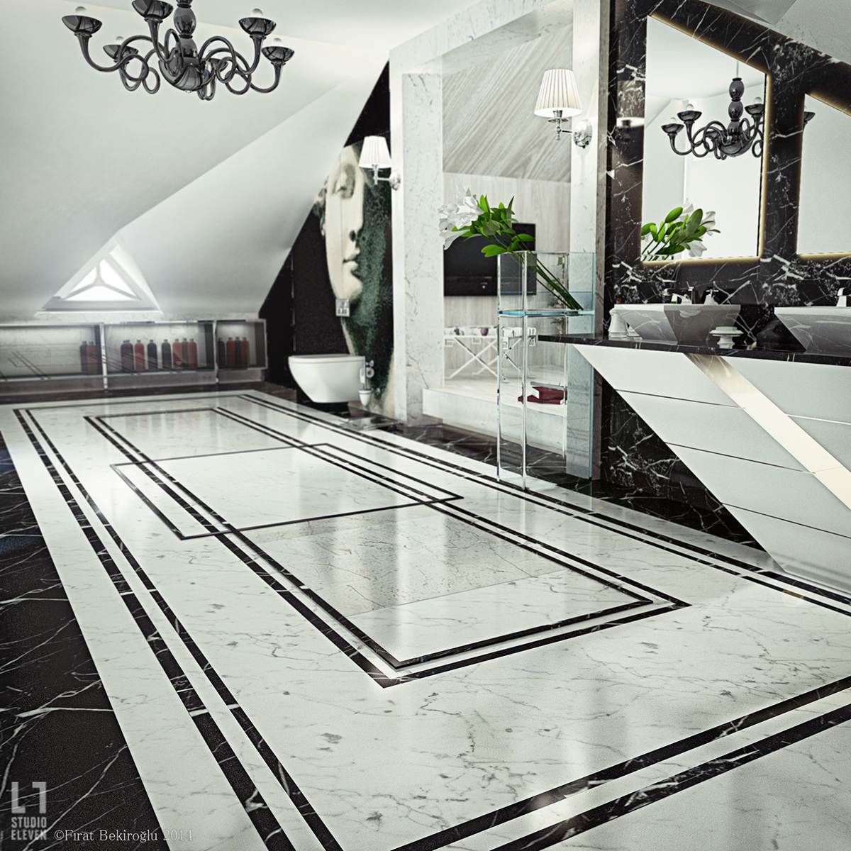 bathroom design console bizassa interiordesign design Marble 3dsmax vray photoshop Render Interior Architect içmimar Fırat Bekiroğlu furniture