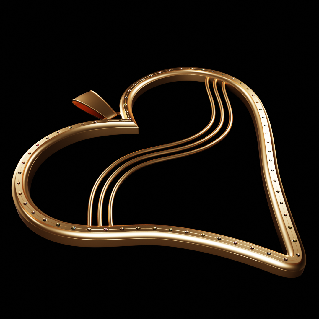 heart pendant jewel gold art jewelry modern design