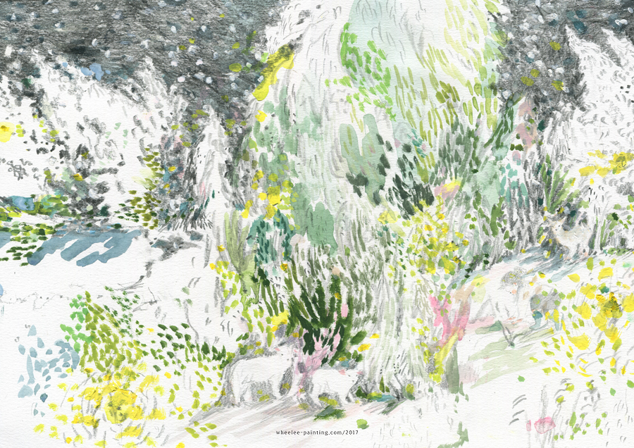 Drawing  painting   Nature forest wheelee journey for sleep Tree  artbook