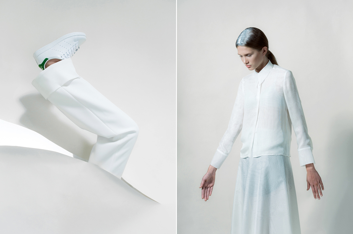 Clothing studio model White clean editorial