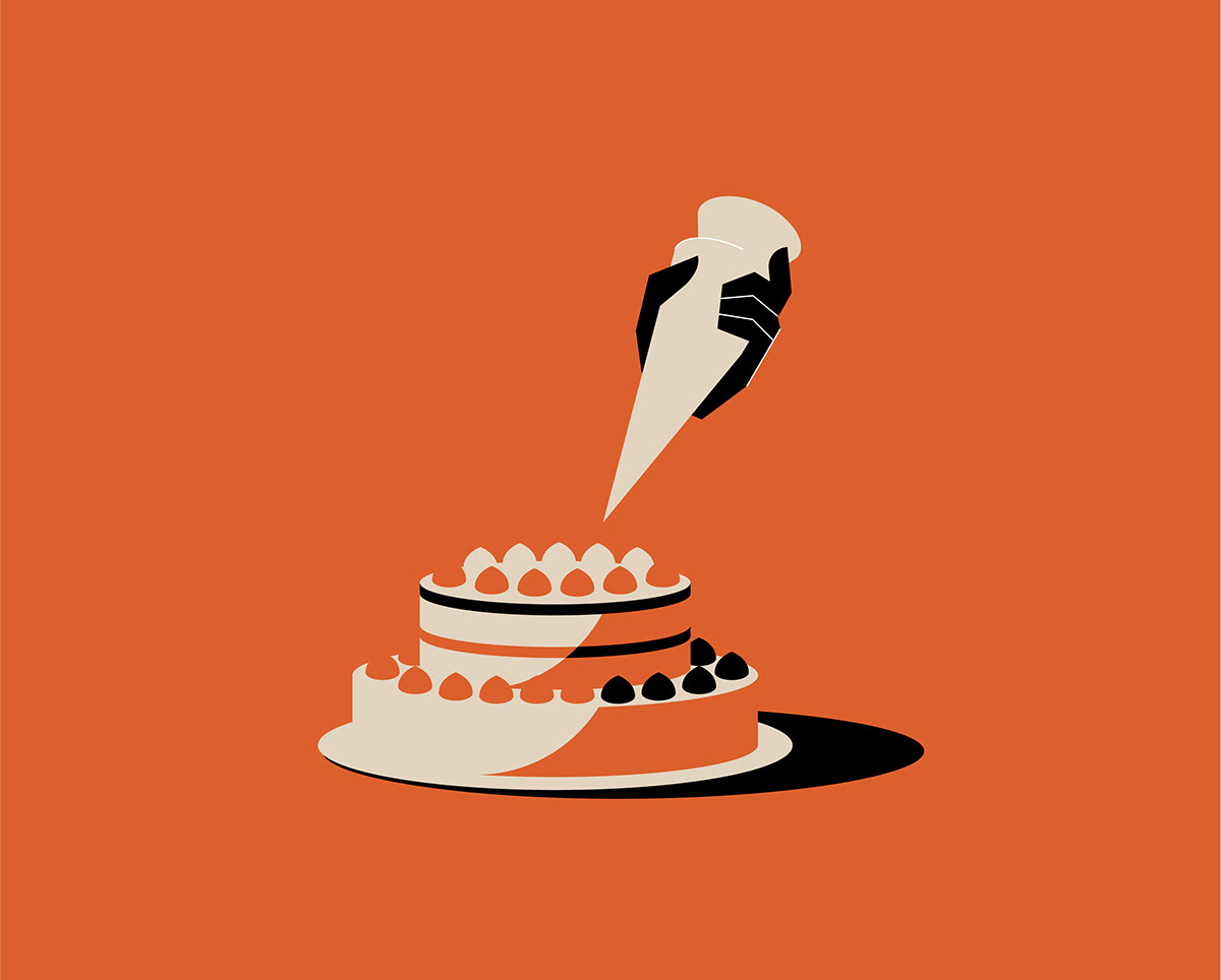 animation  cake flat Food  hands ILLUSTRATION  Isolation Retro wine UI/UX