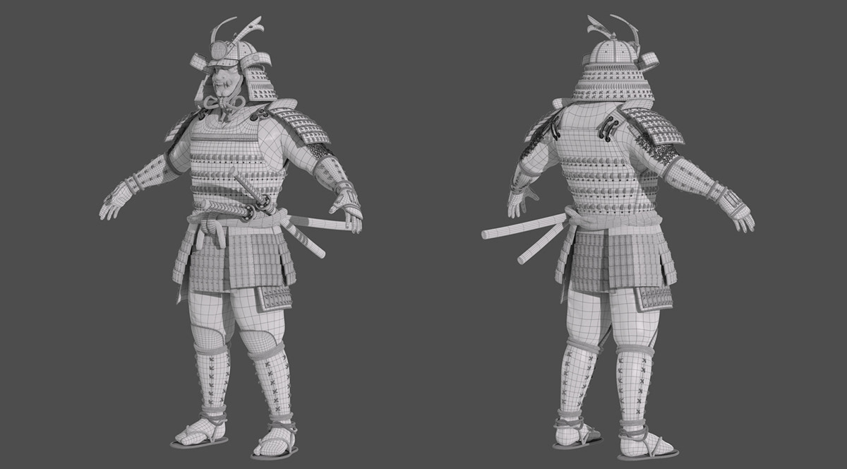 3D Character Digital Arts modeling samurai texturing warrior