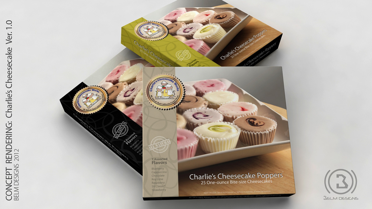 cheesecake print redesign identity 3D Renderings box retail packaging concepts mock up Graphic designs graphics illustrations posters Food  Belm Designs Belm designs package
