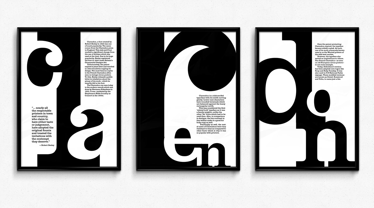 type Clarendon posters series minimalist black and white