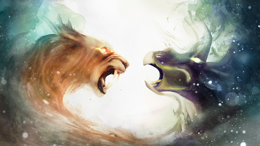 photoshop digital painting abstract wild animals Dino fenix dragon lioness Vigan Tafili nagiViTy inspiration