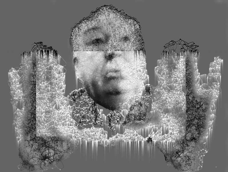 blackandwhite Glitch graphic portrait processing sketch digital art contemporary minimal Style Cinema Creativity Hitchcock dots lines