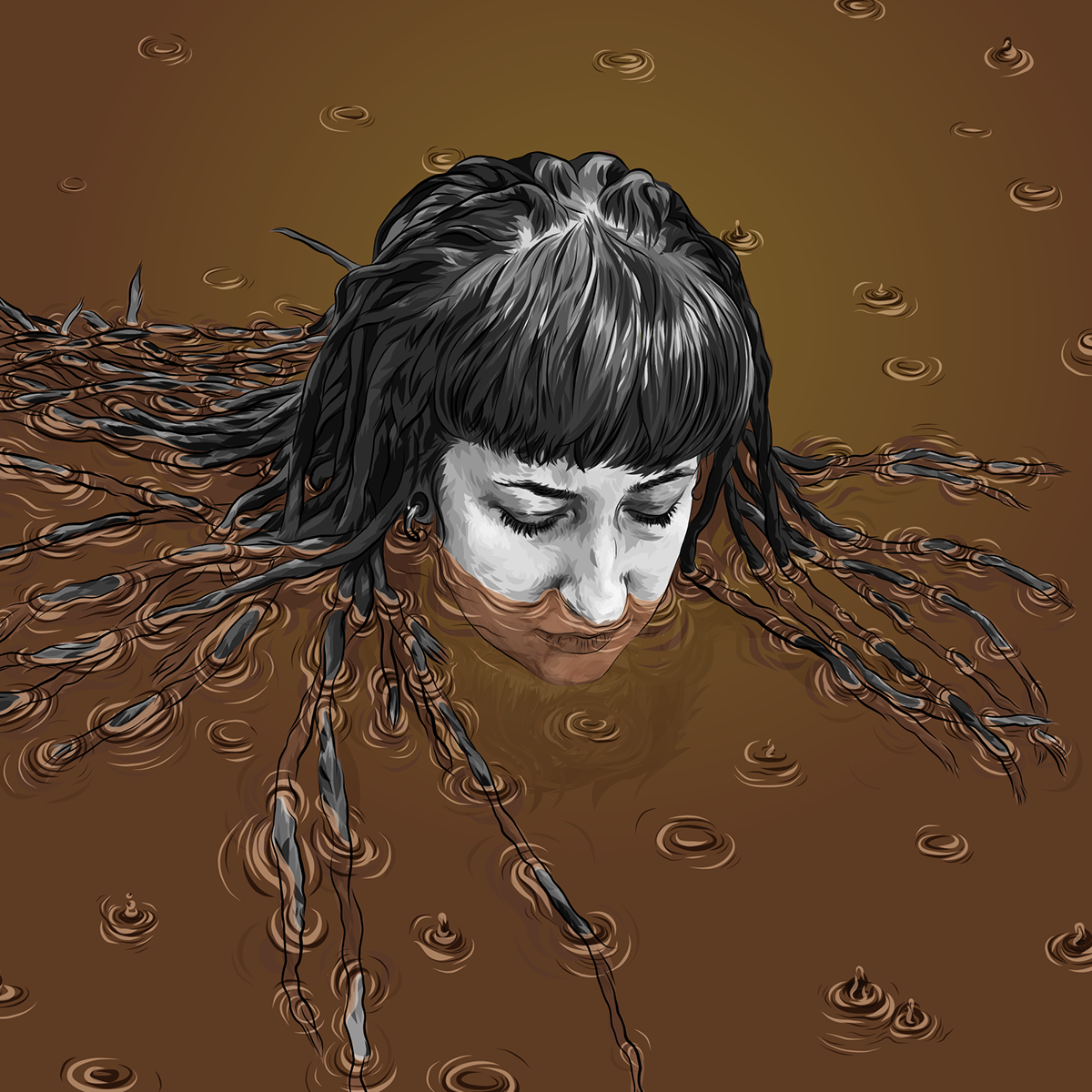climate anxiety environment Nature goddess portrait self-portrait woman dreads flood