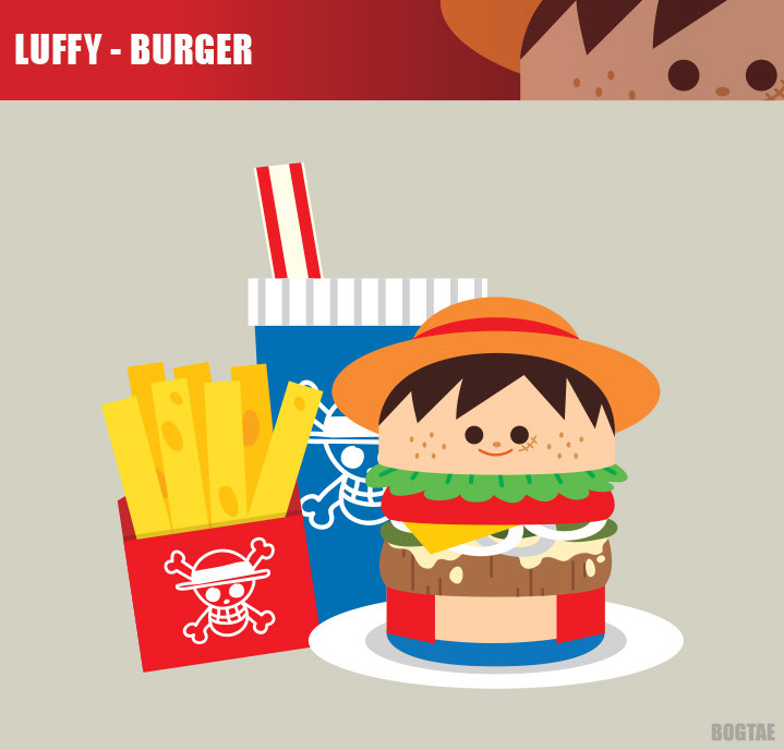burger dc onepice luffy baymax sailor moon Character papertoy