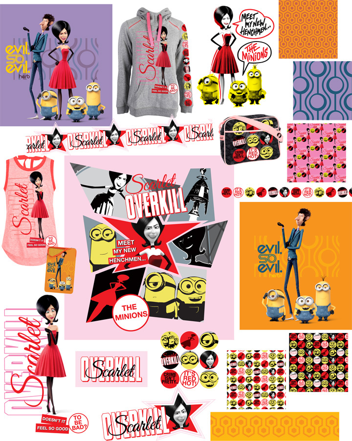 Minions Movie licensing Style Guide hand drawn icons HAND LETTERING font design Custom Lettering graphic pattern Dave Parmley kustom kult vampire pirate 60's psychedelic